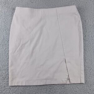 Cato Pencil Skirt Womens 16 White Textured Stretch Side Slit Knee Length